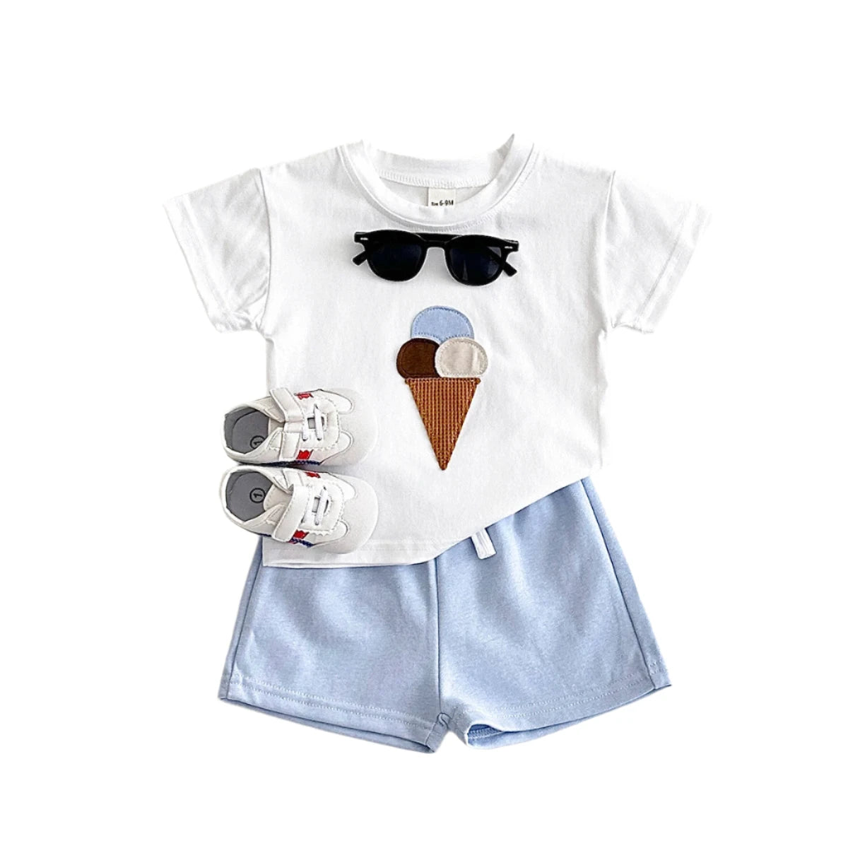 Infant Summer Outfit – Ice Cream Print T-Shirt & Shorts Set