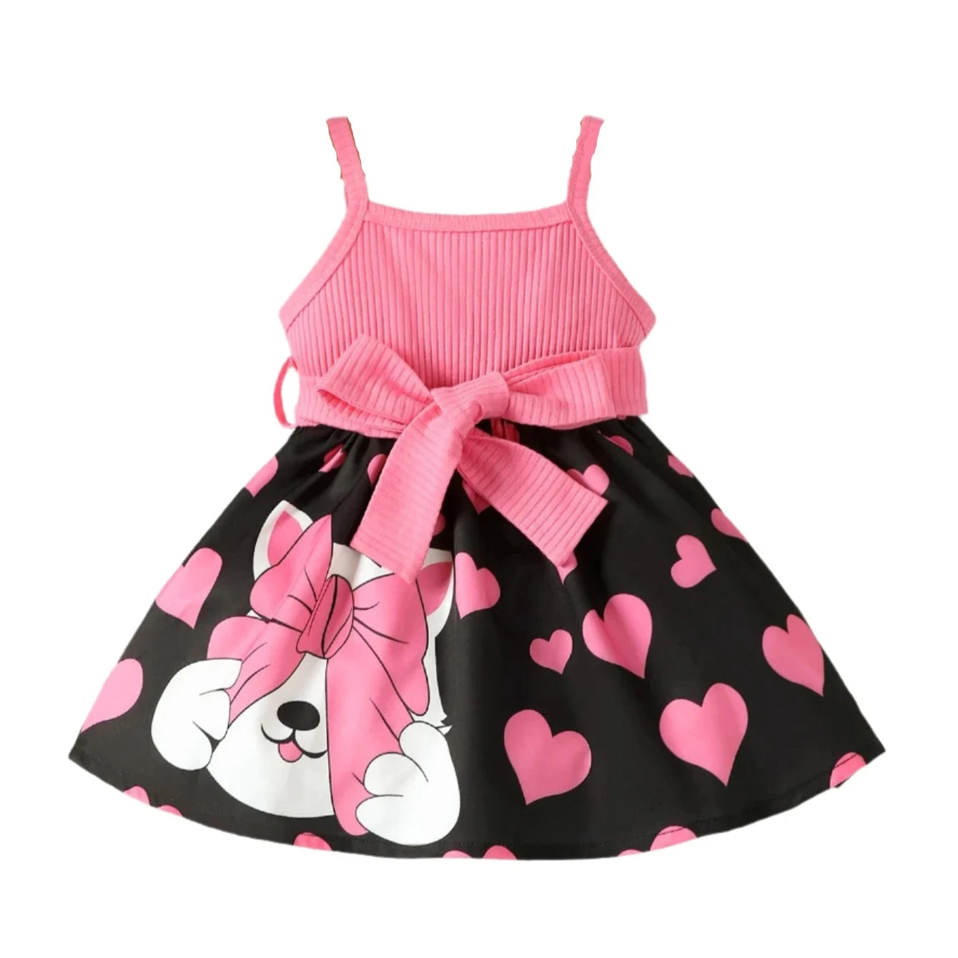Newborn Baby Girl Cartoon-Printed Sleeveless Dress