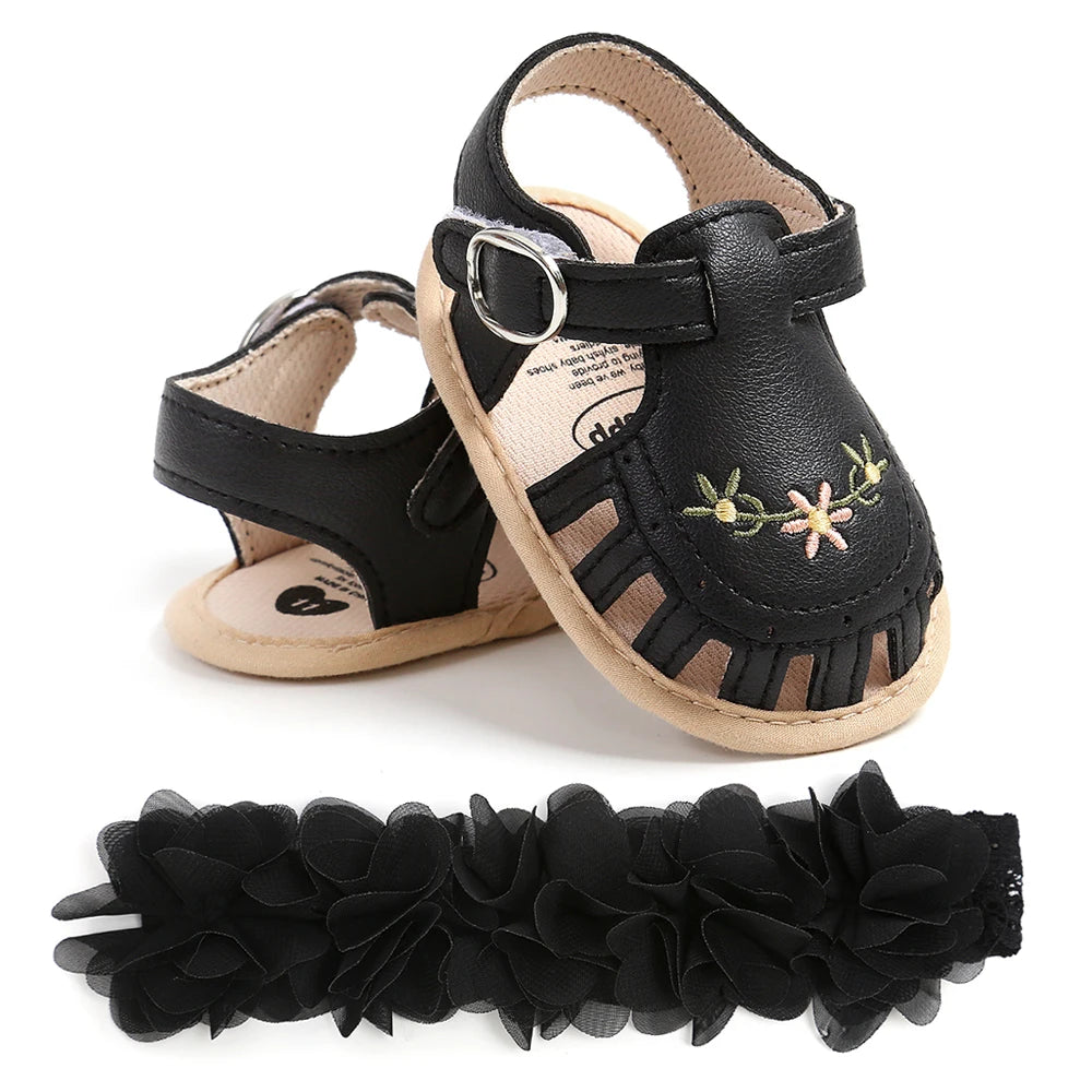 Baby Girl Summer Sandals & Headband Set
