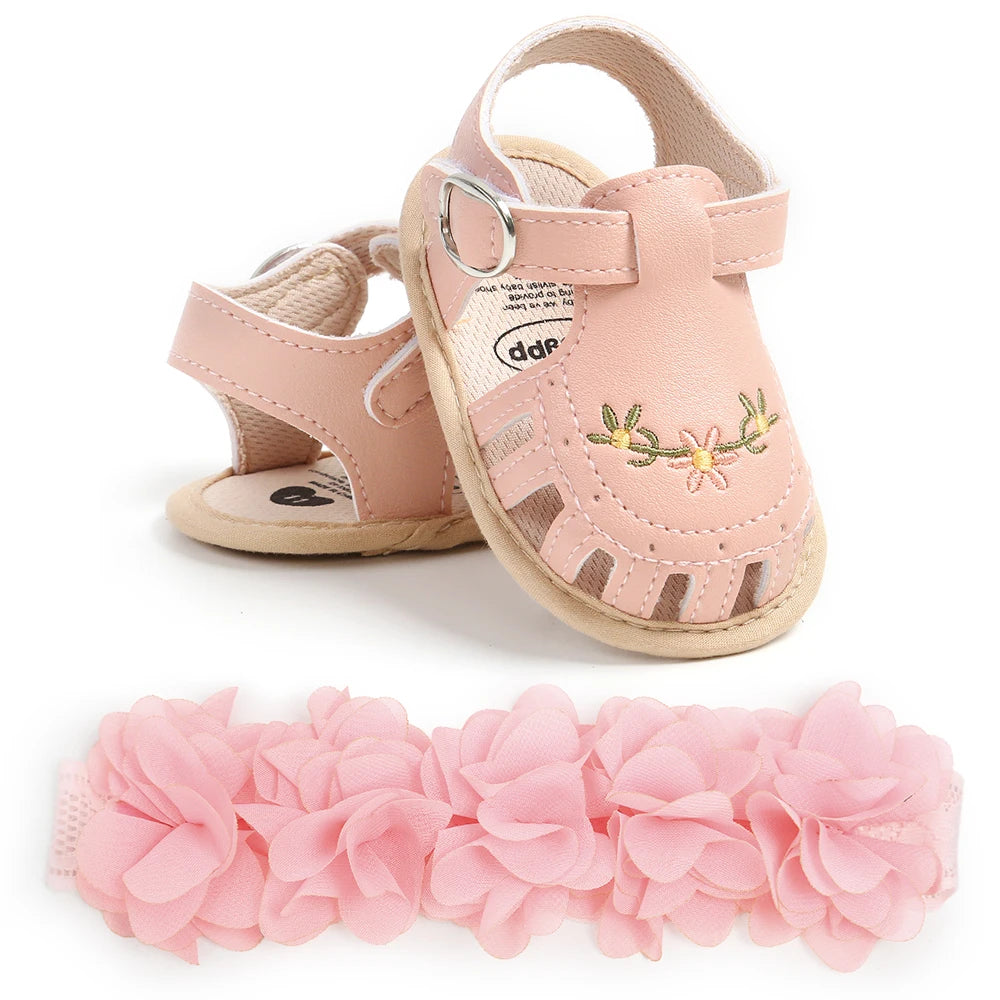 Baby Girl Summer Sandals & Headband Set