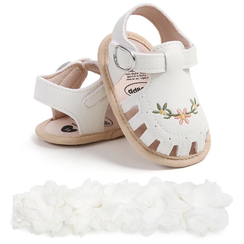 Baby Girl Summer Sandals & Headband Set