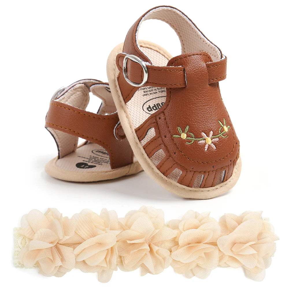 Baby Girl Summer Sandals & Headband Set