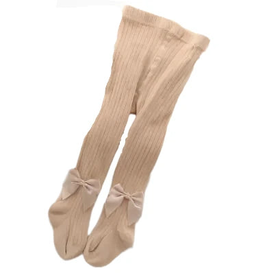 Cotton Blend Knitted Tights for Kids – Bowknot Style