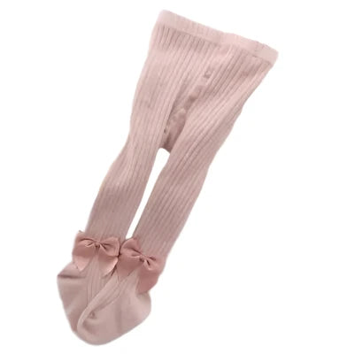 Cotton Blend Knitted Tights for Kids – Bowknot Style