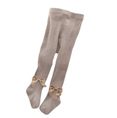 Cotton Blend Knitted Tights for Kids – Bowknot Style