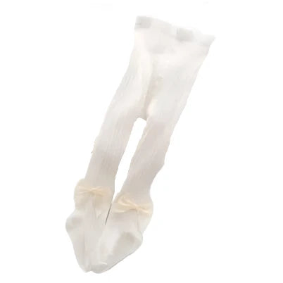 Cotton Blend Knitted Tights for Kids – Bowknot Style