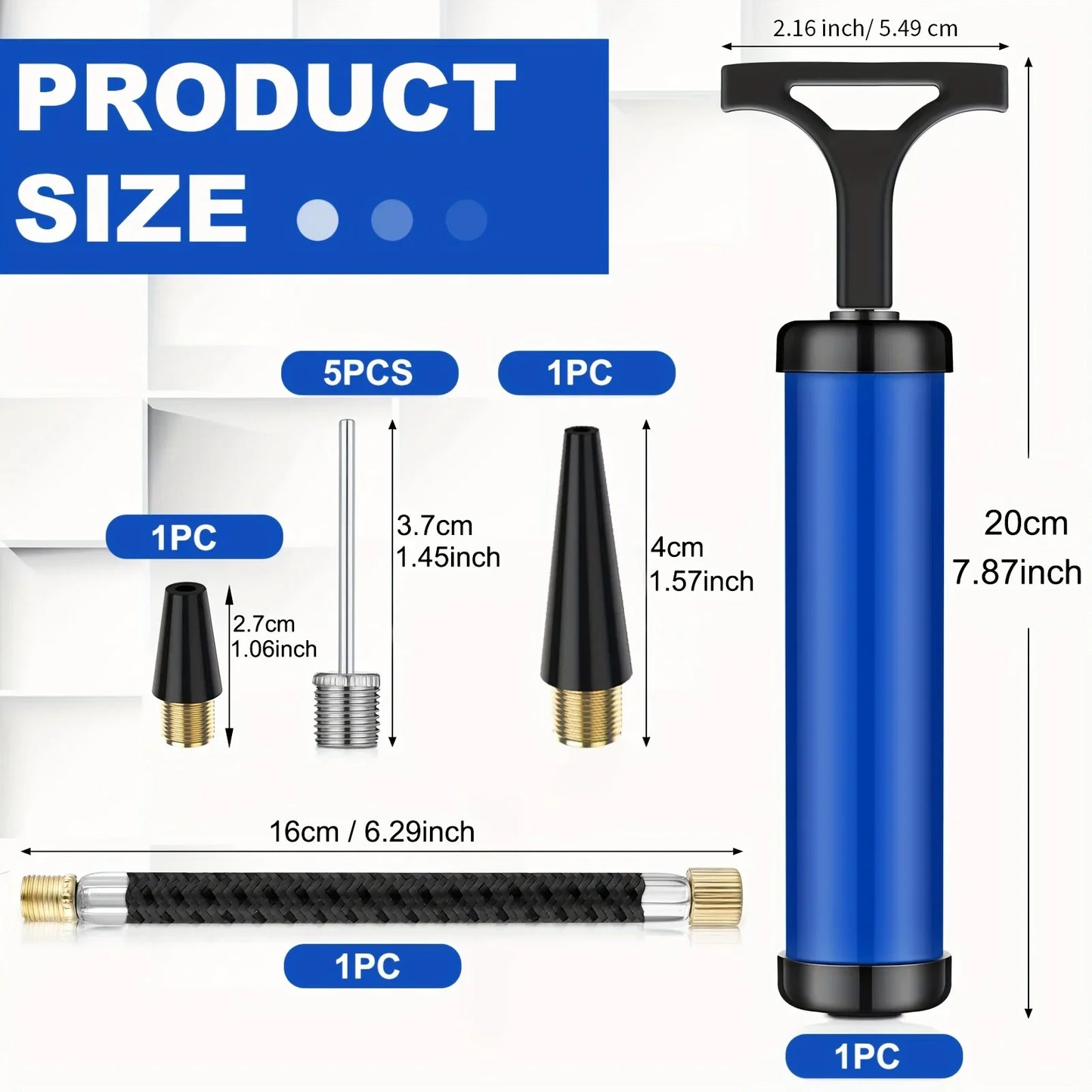 Portable Multifunctional Ball Pump with Needle & Nozzle