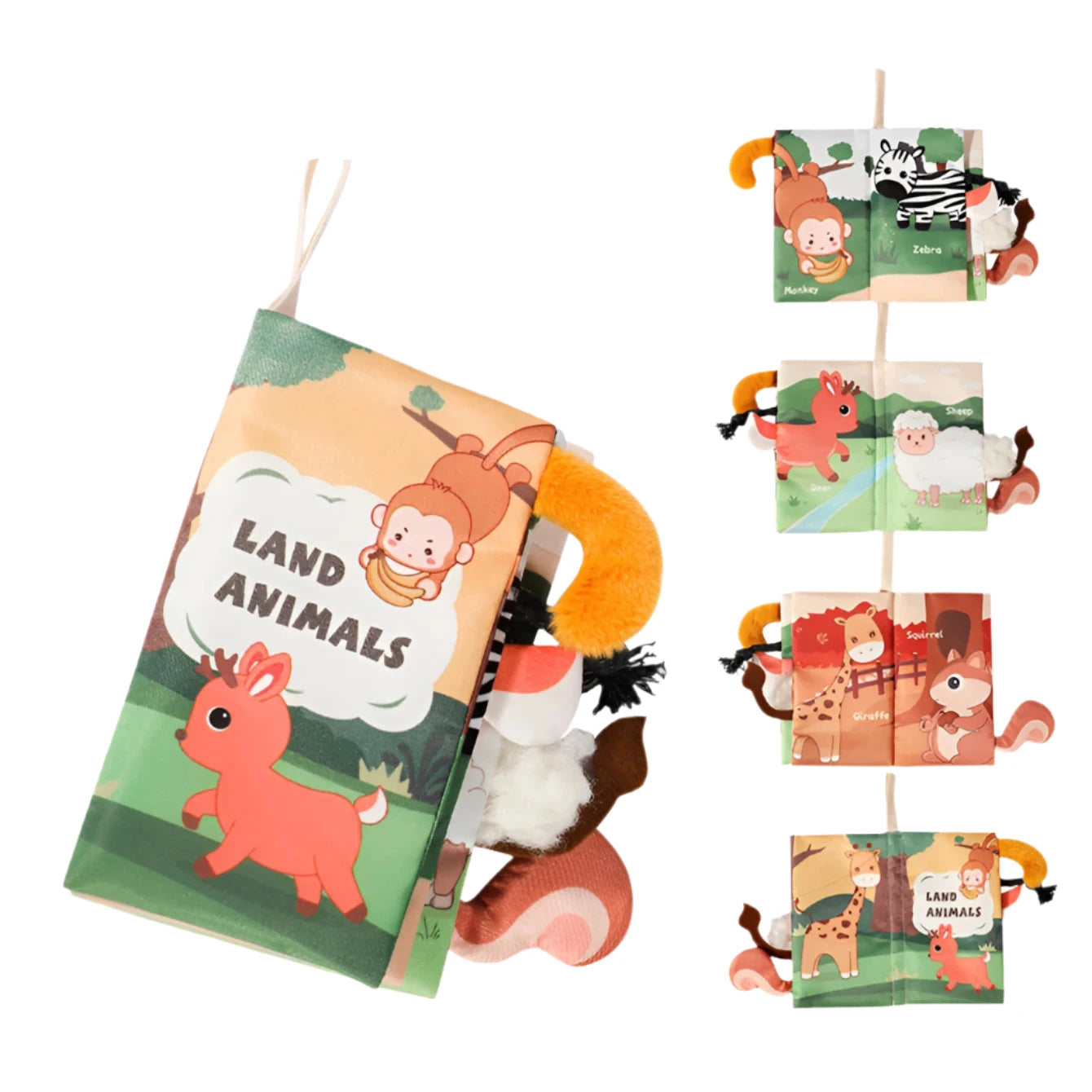 3D Animal Tail Baby Cloth Book with Crinkle Sound