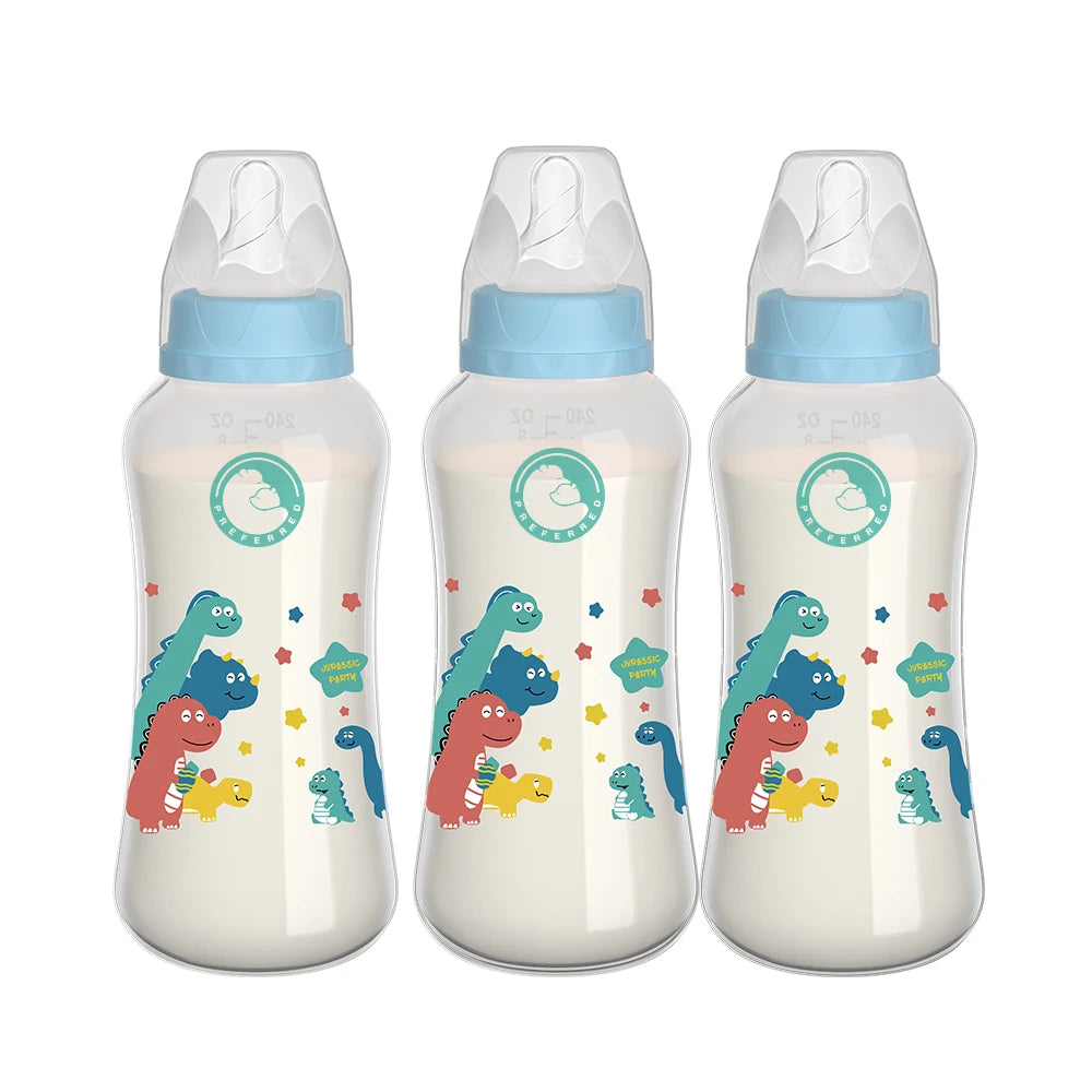 Dr.isla 3PCS Baby Bottle 150/240ML Baby Bottle Wide Mouth Newborn Baby Bottle Baby Milk Bottle Newborn Pattern Baby Cup BPA Free