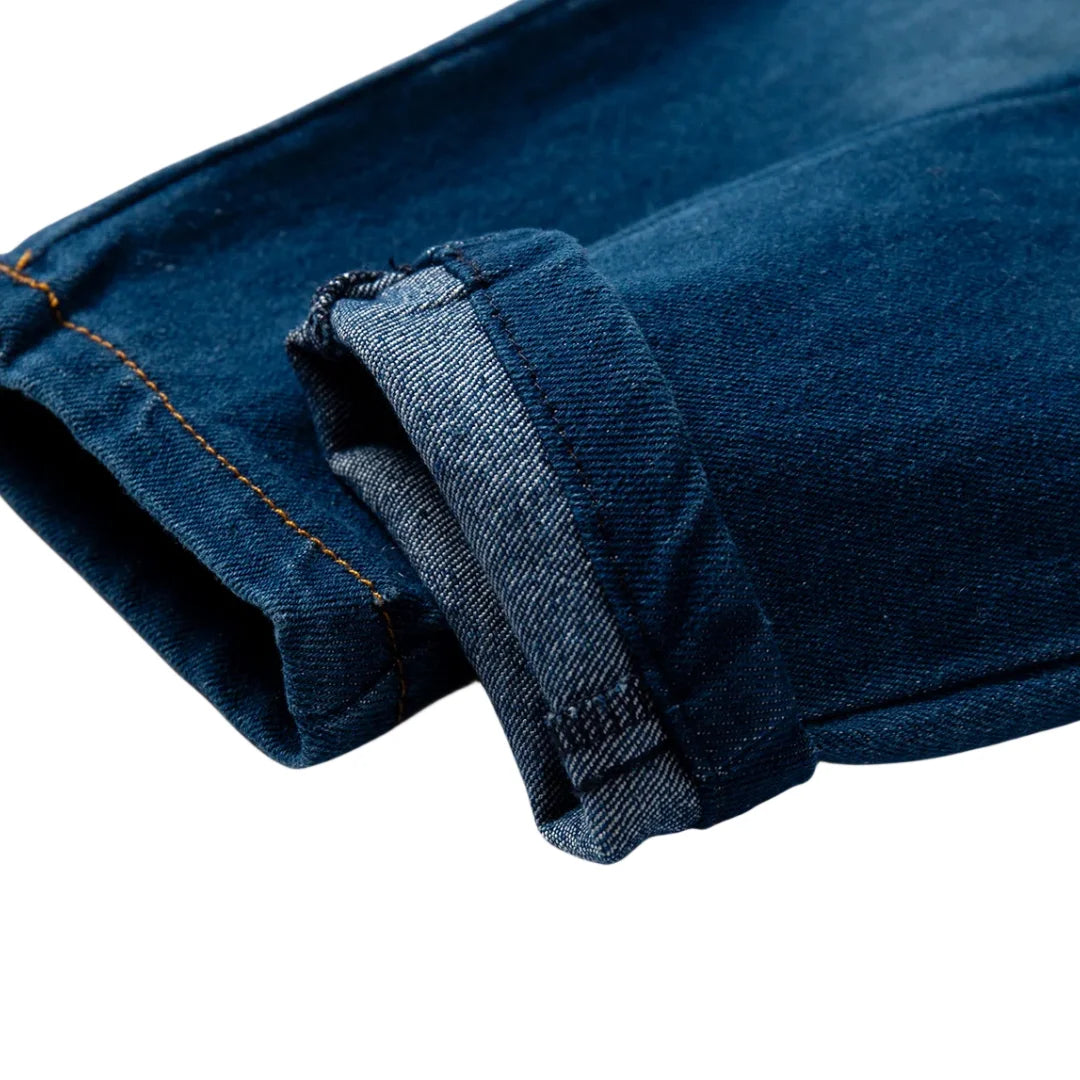 Boy Solid Long Sleeve Shirt with Denim Jeans Set