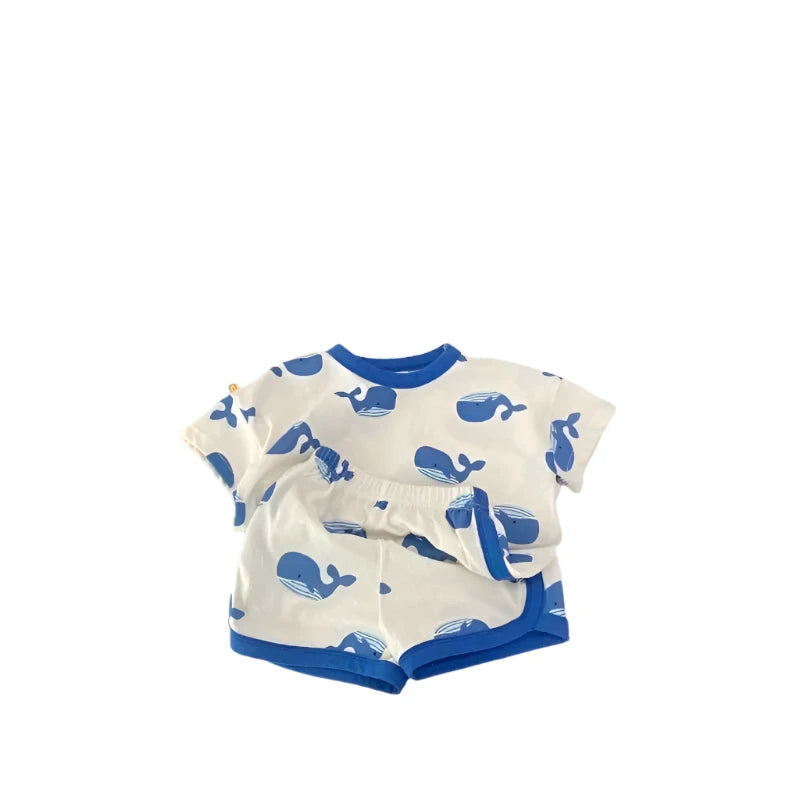 Dolphin Print 2PCS Summer Outfit for Kids