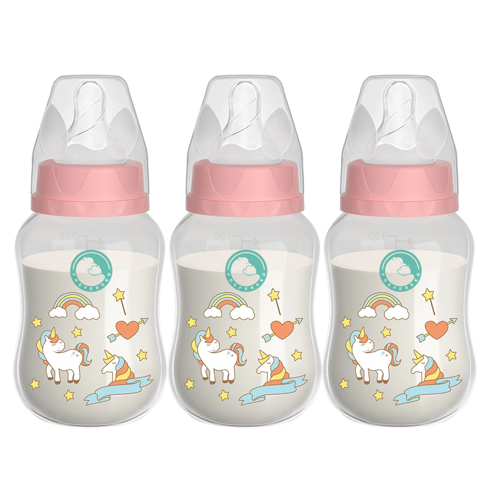 Dr.isla 3PCS Baby Bottle 150/240ML Baby Bottle Wide Mouth Newborn Baby Bottle Baby Milk Bottle Newborn Pattern Baby Cup BPA Free