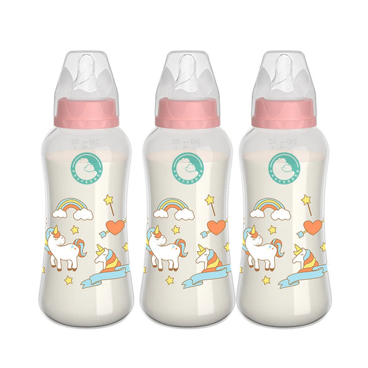 Dr.isla 3PCS Baby Bottle 150/240ML Baby Bottle Wide Mouth Newborn Baby Bottle Baby Milk Bottle Newborn Pattern Baby Cup BPA Free