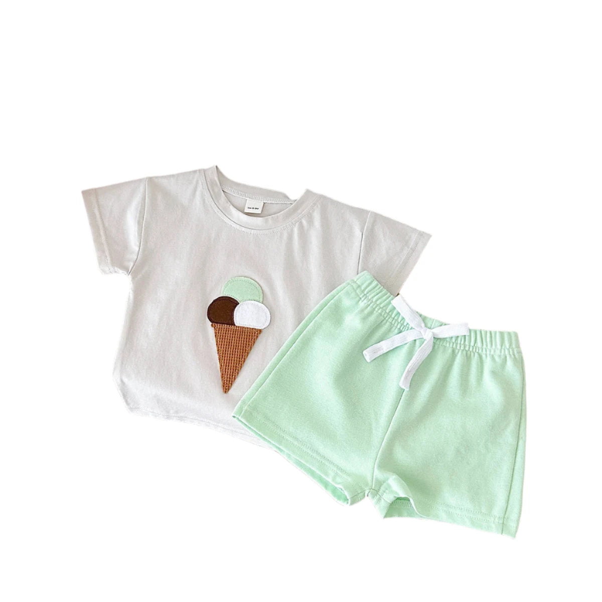 Infant Summer Outfit – Ice Cream Print T-Shirt & Shorts Set