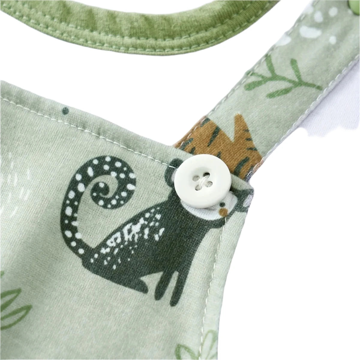 IURNXB Adorable Infant Zoo Animal Print Romper for Boy Newborn Baby Faux Two-Piece Bodysuit with Short Sleeves Casual Play Wear