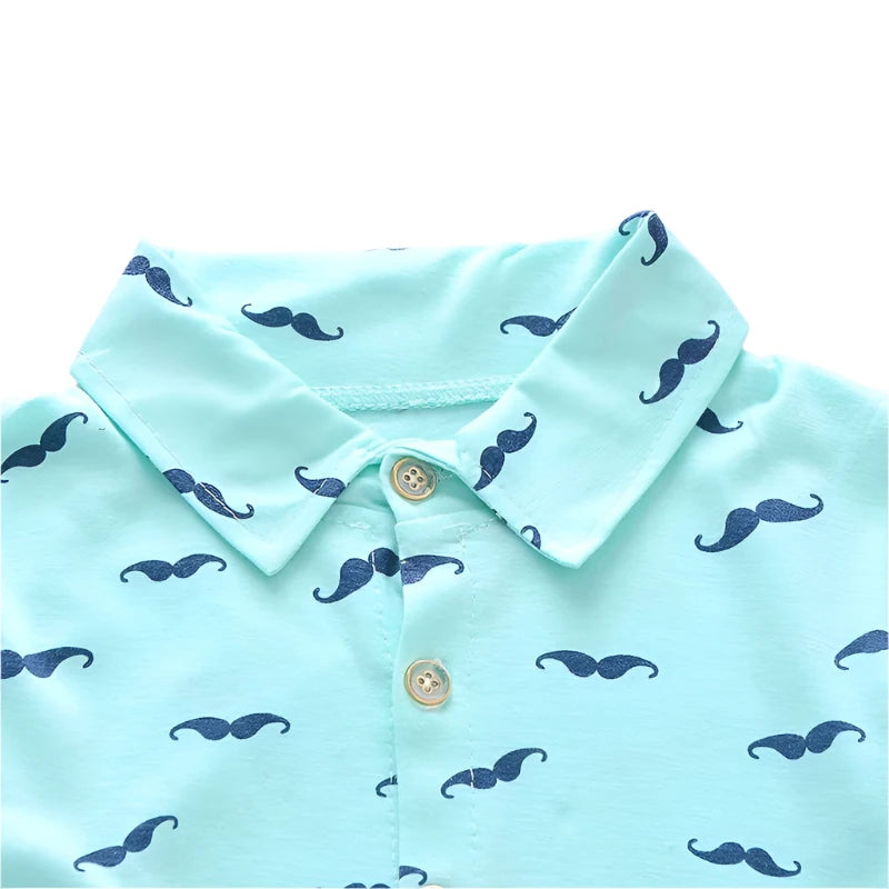 Summer New Cute Boy Suit Children's Printed Short-Sleeved Printed Shirt + Shorts Suit Children's Cotton Cute Baby Clothes