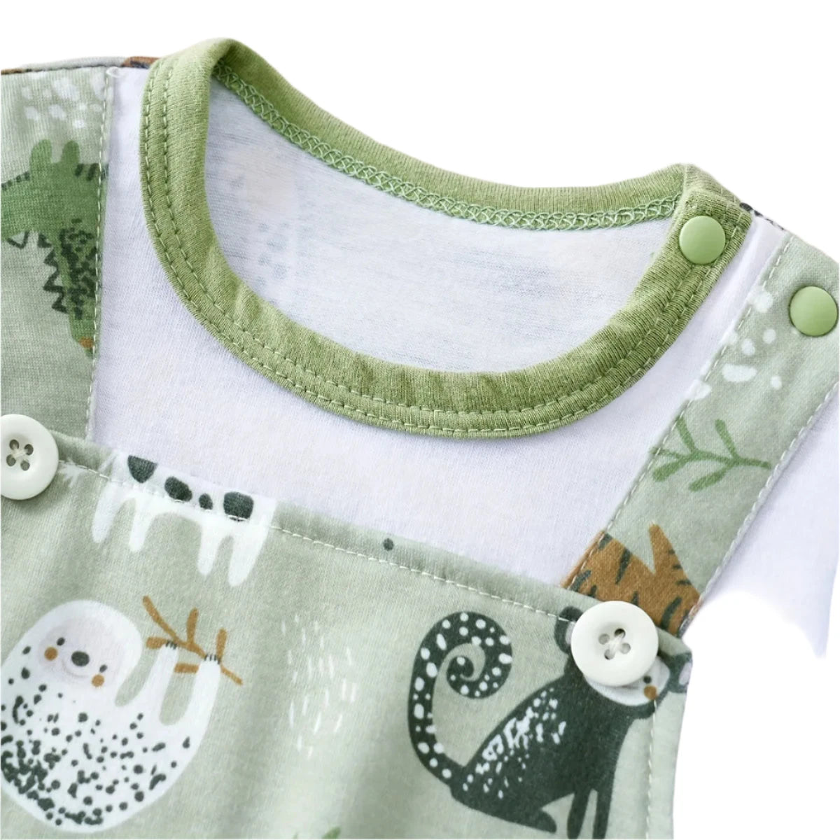 IURNXB Adorable Infant Zoo Animal Print Romper for Boy Newborn Baby Faux Two-Piece Bodysuit with Short Sleeves Casual Play Wear