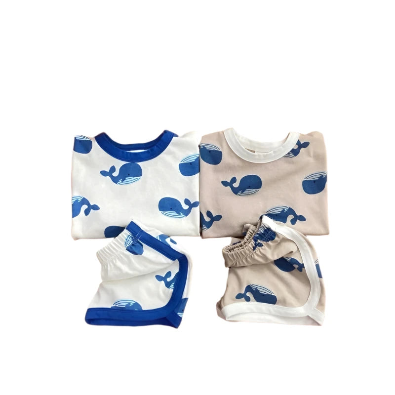 Dolphin Print 2PCS Summer Outfit for Kids